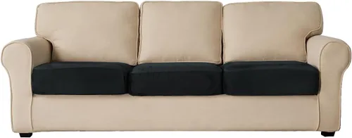Vista 16 de Funda de cojín de terciopelo elástico para sofá, funda de cojín de felpa negra, súper suave, acogedora, lavable, protector de asiento de silla