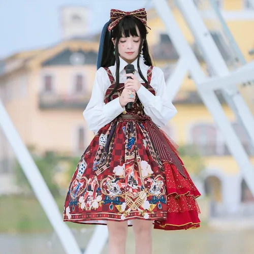 Vista 4 de Mingyuezai Vestido de Lolita para mujer, sin mangas, estampado de princesa, disfraz de cosplay