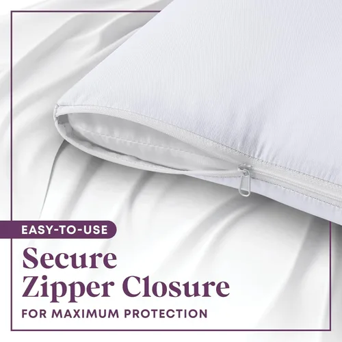 Vista 3 de CirclesHome Juego de 4 protectores de almohada estándar con cremallera, fundas de almohada transpirables 100% algodón, protegen las almohadas