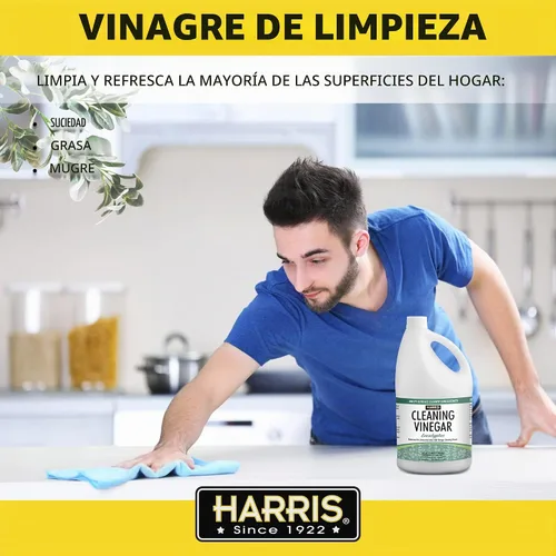 Vista 2 de HARRIS Vinagre de limpieza multiusos limpiador de superficies para el hogar, 128 onzas (Eucalyptus) con embudo fácil de verter incluido
