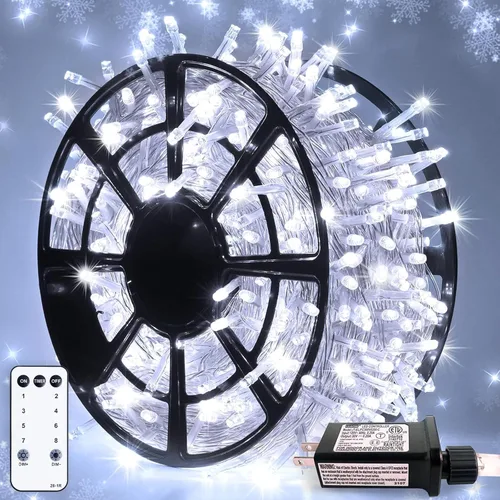 Vista 65 de JMEXSUSS - Tira de 100 luces led para interiores, 8 modos, enchufables, parpadeantes, 33 pies, luces navideñas para exteriores, a prueba de agua