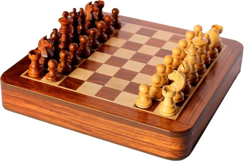 Vista 2 de Juego de mesa de ajedrez de madera con piezas magnéticas (12 x 12 pulgadas, no plegable con cajón)