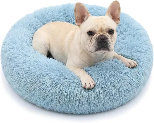 Vista 18 de Cama para perros pequeños, cama calmante para perros pequeños, antiansiedad, cama para cachorros, lavable a máquina, esponjosa, de lujo Verde militar