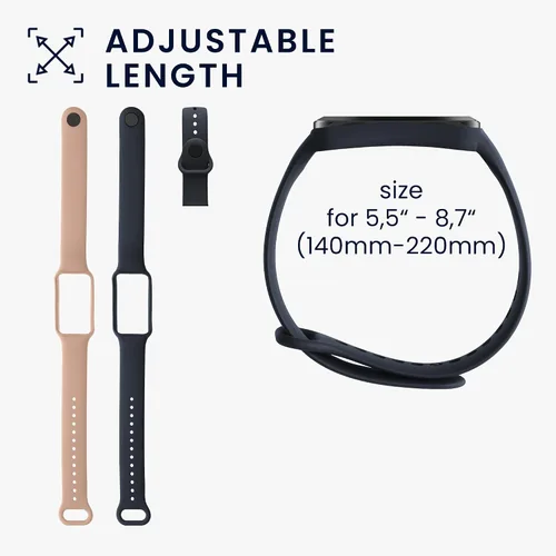 Vista 5 de kwmobile Correas compatibles con Amazfit Band 7 Straps – 2 correas de silicona de repuesto – Negro/Azul Oscuro