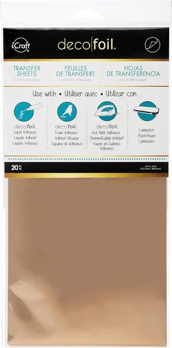 Vista 2 de iCraft - 418561 Hojas de transferencia de papel decorativo, 6" x 12", dorado, 20 piezas