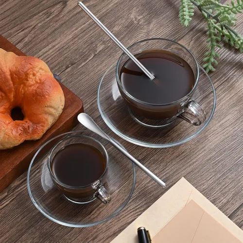 Vista 4 de Paquete de 6 cucharas de acero inoxidable 304 de 6.2 pulgadas de mango largo para agitar y mezclar, herramienta de barra reutilizable para café, té
