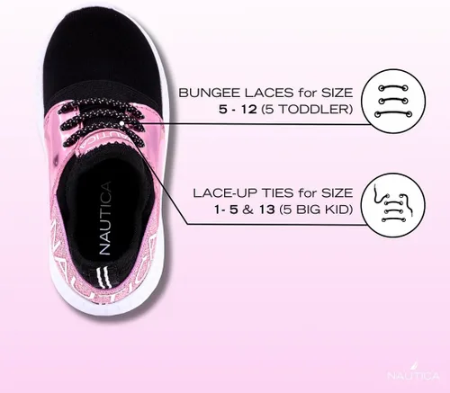 Vista 2 de Nautica Niñas Zapatillas Deportivas Metálicas con Cordones para Correr I kappil I (Niño Grande - Niño Pequeño - Bebé)