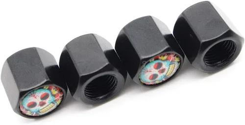 Vista 7 de 4 unids/set car styling aleación de zinc cráneo con estilo de flor de coche válvula de neumático tapas de rueda neumáticos neumático vástago tapa