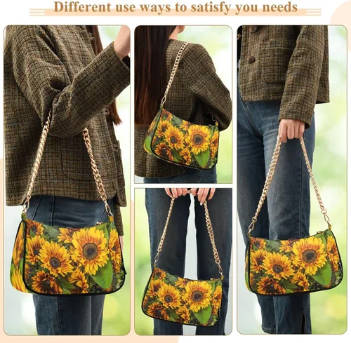 Vista 5 de ALAZA Bolso de hombro con cadena pequeña para mujer, bolso de mano con cremallera