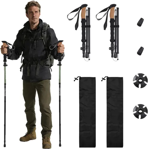 Vista 10 de FireHiking Bastones de senderismo ultraligeros 7075 de aluminio plegables de senderismo bastones portátiles compactos