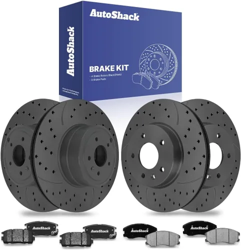 Vista 10 de AutoShack Kit de Rotores de Freno Delanteros y Traseros con Pastillas de Freno Cerámicas de Reemplazo para Saturn Vue, Pontiac Torrent, Suzuki XL-7