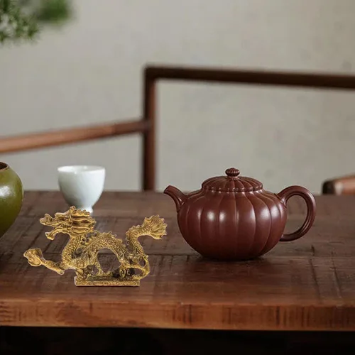 Vista 2 de Beavorty Estatua de dragón chino Feng Shui, escultura de dragón dorado, figuras reales del zodiaco 2023, escultura de año nuevo, adornos de mesa