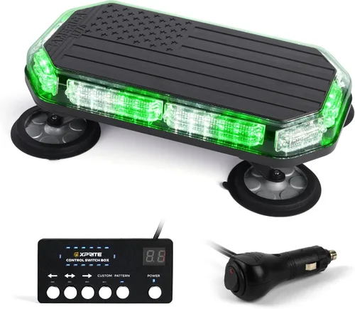 Vista 11 de Xprite - Barra de luz estroboscópica de techo ámbar, luz de advertencia de seguridad con bandera de EE. UU., luces intermitentes con panel