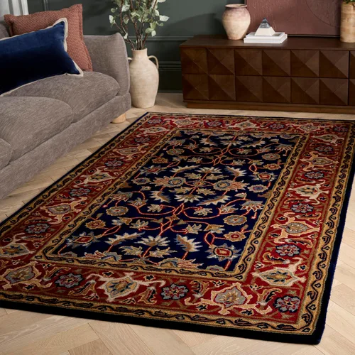 Vista 12 de SAFAVIEH Royalty Collection - Alfombra de pasillo, 2 pies 3 pulgadas x 7 pies, azul marino y óxido, hecha a mano, lana oriental tradicional, ideal