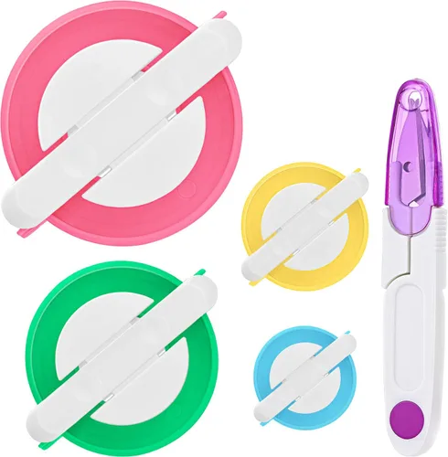 Vista 7 de Fabricador de Pompones, 4 Tamaños Diferentes Fabricador de Pompones Bola Esponjosa Aguja de Manualidades DIY Lana Tejido Manualidades Kit