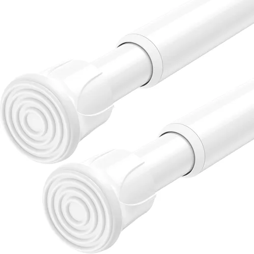 Vista 8 de Pack de 2 cortineros con resorte de tensión de 8 a 12.5 pulgadas, cortineros mini DIY sin necesidad de perforación para ventanas delgadas, armarios
