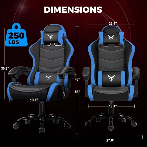 Vista 2 de GTPLAYER Silla Gaming, Sillas de Videojuegos Estilo Racing Sillas de Juegos de PC para Adultos - Respaldo Alto Acolchado Ergonómico Reclinable Silla