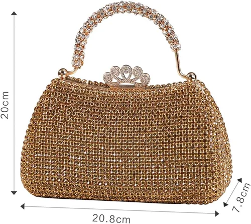 Vista 4 de Dreubea Bolso de mano hermoso para mujer, bolso de mano de moda brillante con diamantes de imitación
