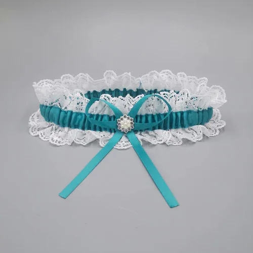 Vista 5 de MERRYJULY Ligueros nupciales para novia de encaje blanco para mujer, conjunto de liguero nupcial para boda, ligas de graduación