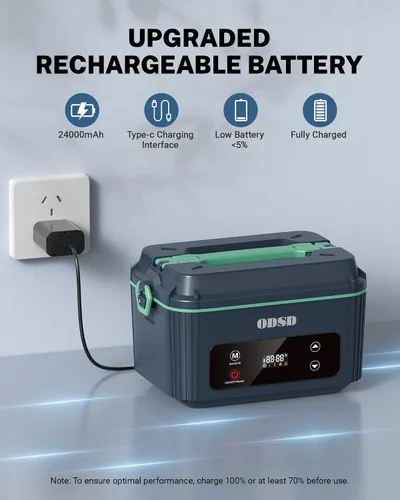 Vista 2 de ODSD Fiambrera eléctrica inalámbrica para adultos, lonchera térmica con batería de 130 minutos de duración, calentador de alimentos eléctrico