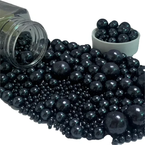 Vista 2 de Perlas de azúcar comestibles negras para hornear, caramelos, Halloween, Navidad, cumpleaños, gránulos para magdalenas, decoraciones, toppers