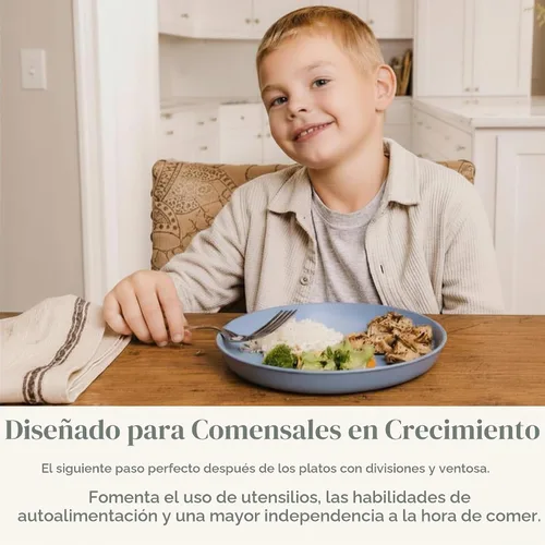 Vista 5 de WeeSprout Platos sin succión para bebés y niños pequeños con tapas, platos de silicona 100% de grado alimenticio, tapas de plástico duro de alta