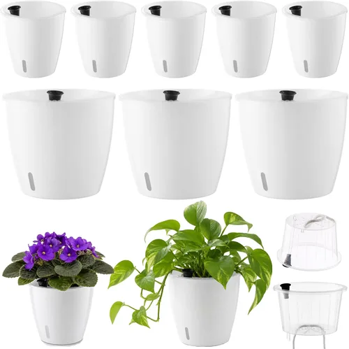 Vista 16 de Macetas transparentes de riego automático para plantas de interior, paquete de 3 macetas de riego automático de 6.7 pulgadas, macetas transparentes