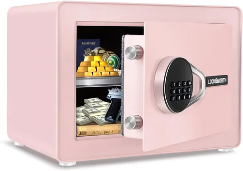 Vista 9 de Caja fuerte para el hogar, caja fuerte pequeña de 1.0 pies cúbicos con estante extraíble, sistema de alarma, caja de seguridad electrónica digital