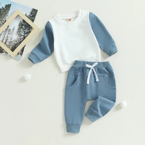 Vista 8 de Thorn Tree Conjunto de sudadera de manga larga para niños pequeños, 2 piezas, para otoño e invierno
