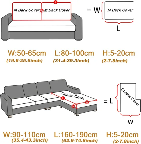 Vista 3 de ele ELEOPTION Fundas de cojín para respaldo de sofá, funda elástica en forma de L, funda seccional para sofá, protector de muebles, forro para sala