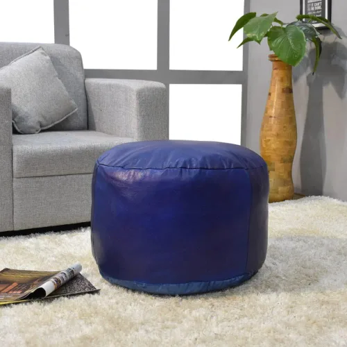 Vista 26 de Rugsotic Carpets Puf de cuero de cabra redondo hecho a mano ecológico negro – Puf de forma redonda, 14.0 in x 14.0 in x 14.0 in x 14.0 in, liso