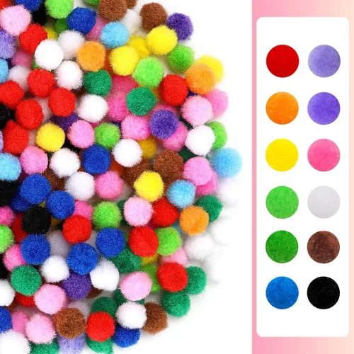 Vista 3 de IOOLEEM Pompones multicolores, 1000 bolas de pompón mullido de 0.39 pulgadas, pequeños pompones para proyectos de manualidades, festivales y Arco