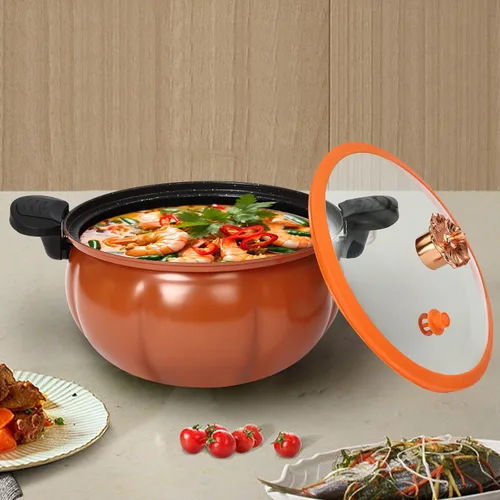 Vista 3 de Olla a presión micro de 8 litros de gran capacidad, olla de micro presión de calabaza con tapa transparente, olla universal con asas de bloqueo