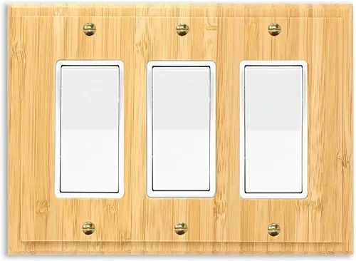 Vista 8 de Placa de interruptor de luz de palanca simple de madera maciza de 4.8 x 3.14 pulgadas, cubierta de interruptor de luz de calidad de madera cruda