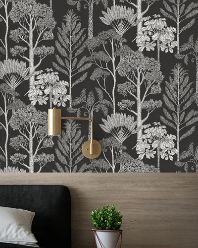 Vista 9 de Papel tapiz azul y blanco, moderno, para despegar y pegar, papel de contacto de árbol del bosque para gabinetes, papel adhesivo autoadhesivo