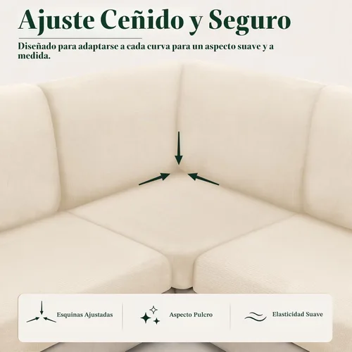 Vista 6 de Arfntevss - Fundas para sofá modular en forma de L de 5 asientos, fundas elásticas ajustadas para cojín de sofá de esquina para perros, protector