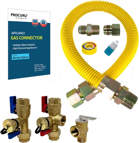 Vista 12 de PROCURU Conector de gas flexible universal FIP de 1 pulgada de diámetro exterior x 12 pulgadas (1 pie) x 3/4 pulgadas MIP x 3/4 pulgadas FIP