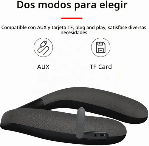 Vista 3 de Neckband Altavoces Bluetooth Altavoz de cuello portátil inalámbrico V-918 Negro