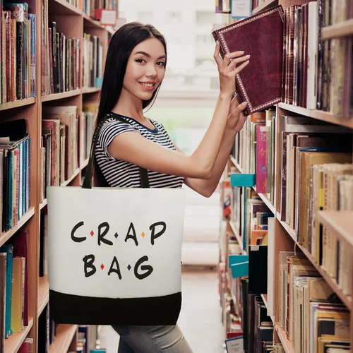 Vista 6 de 2 bolsas de lona reutilizables para comestibles, regalos y merchandising para programas de televisión de amigos, Blanco