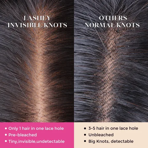 Vista 9 de Lashey Pelucas de cabello humano lacio Yaki de 5 x 5, cierre de encaje HD transparente, densidad del 180 %, prearrancado con nudos blanqueados