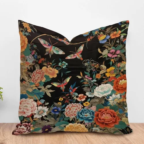 Vista 18 de ArogGeld Funda de almohada blanca con flores chinoiserie, funda de almohada para sofá, diseño floral verde y blanco, funda de almohada de lino A-12