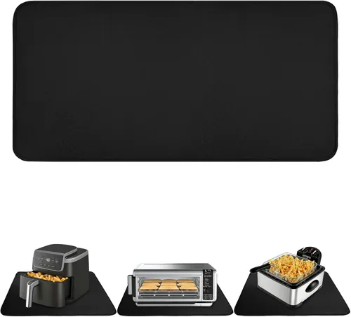 Vista 10 de Alfombrilla resistente al calor para freidora de aire, freidora profunda, horno, almohadillas calientes negras de 12 x 14 pulgadas para protector