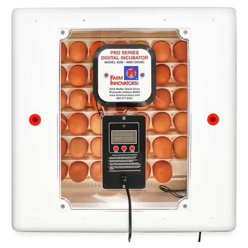 Vista 9 de Farm Innovators 4250 Incubadora digital de aire circulado con calefacción (encubadora para huevos) con girador automático de huevos para mejorar