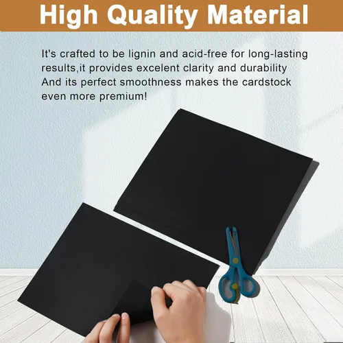 Vista 4 de Silunkia 28 hojas de cartulina negra de 8.5 x 11 pulgadas para Halloween, 250 gsm/92 libras, papel negro pesado para tarjetas de bricolaje, álbumes