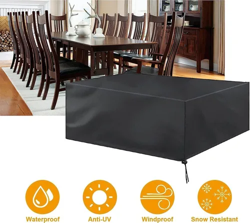 Vista 4 de Juego de fundas para muebles de jardín, fundas impermeables para muebles de patio, fundas para muebles de jardín, impermeables, rectangulares