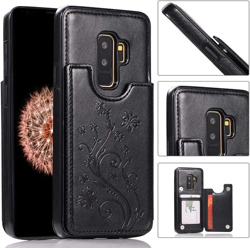 Vista 3 de Funda de teléfono para Samsung Galaxy S9 Plus con protector de pantalla de vidrio templado y tarjetero con soporte para tarjetero, accesorios