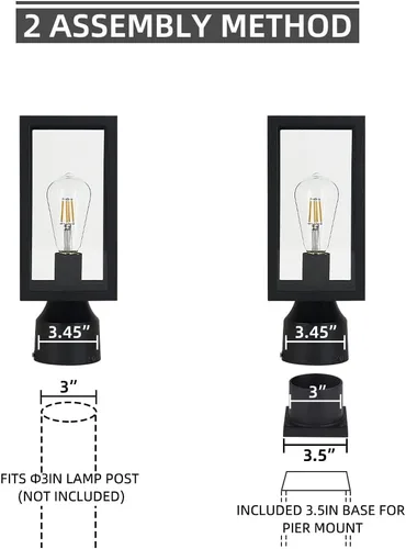 Vista 5 de Windben Luz de poste para exteriores, lámpara de poste de aluminio fundido impermeable, linterna de poste con base de montaje en muelle, negro mate