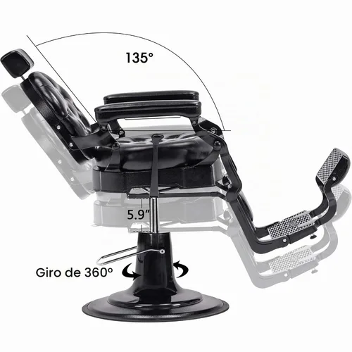 Vista 5 de BarberPub Silla de peluquero vintage reclinable 2947