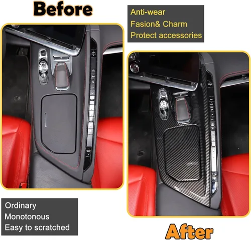 Vista 2 de CHEAYAR Cubierta de panel de palanca de cambios compatible con Chevrolet Corvette C8 2020-2023, panel de engranajes de control central, cubierta