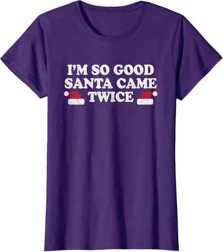 Vista 11 de Camiseta de Navidad con texto en inglés "I'm so good Santa came tware" Negro